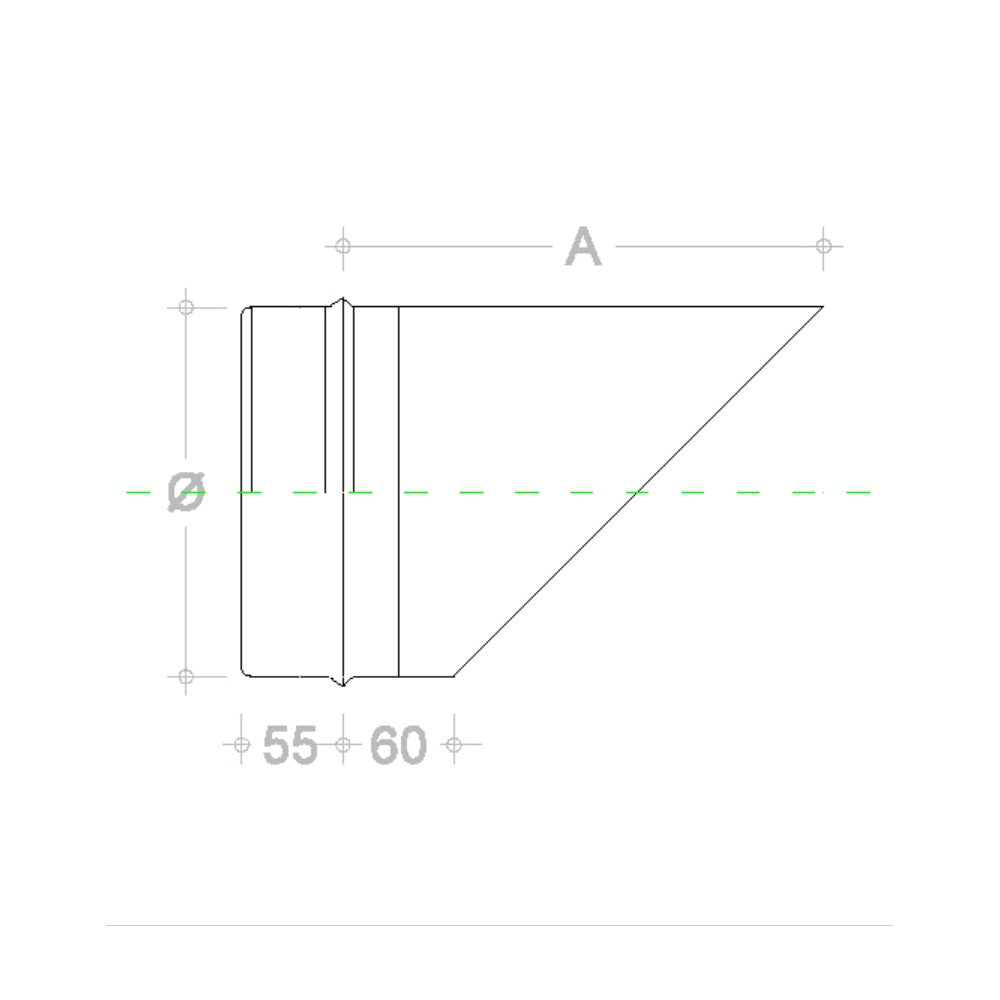 Fumaiolo da 160mm tipo a becco inox aisi 304 base tonda innesto m maschio