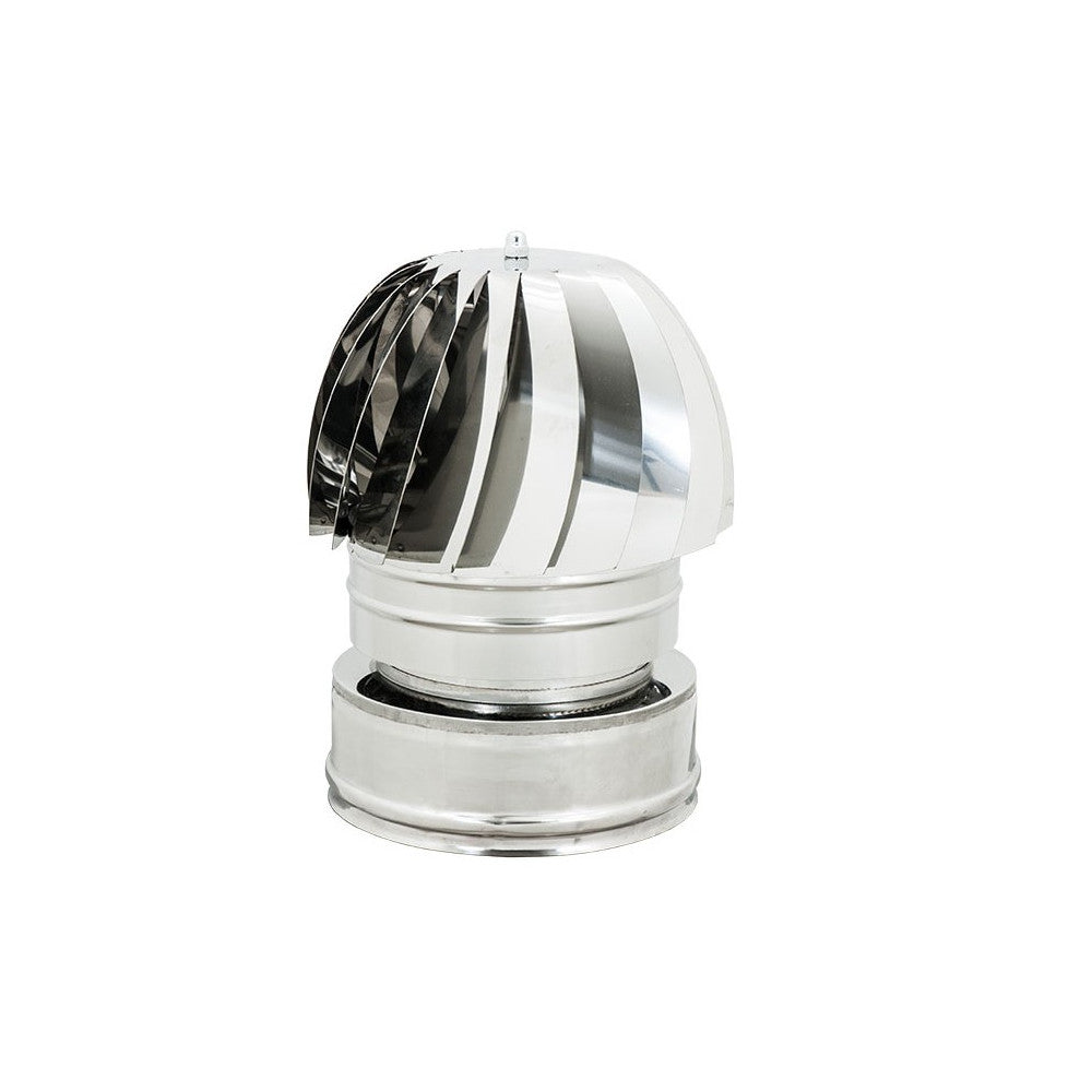Fumaiolo da 100-150mm radiante tipo eolico inox aisi 304 base tonda doppia parete