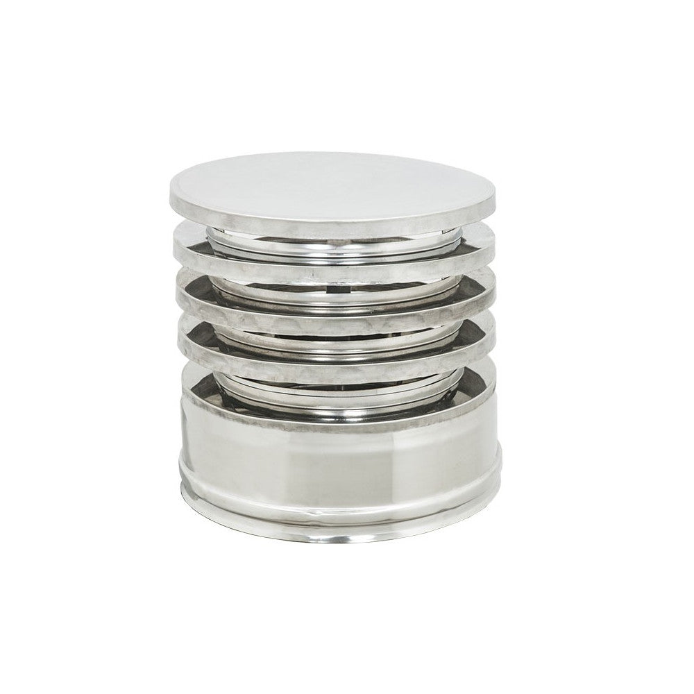 Fumaiolo da 100-150mm tipo zara di acciaio inox aisi 304 base tonda doppia parete