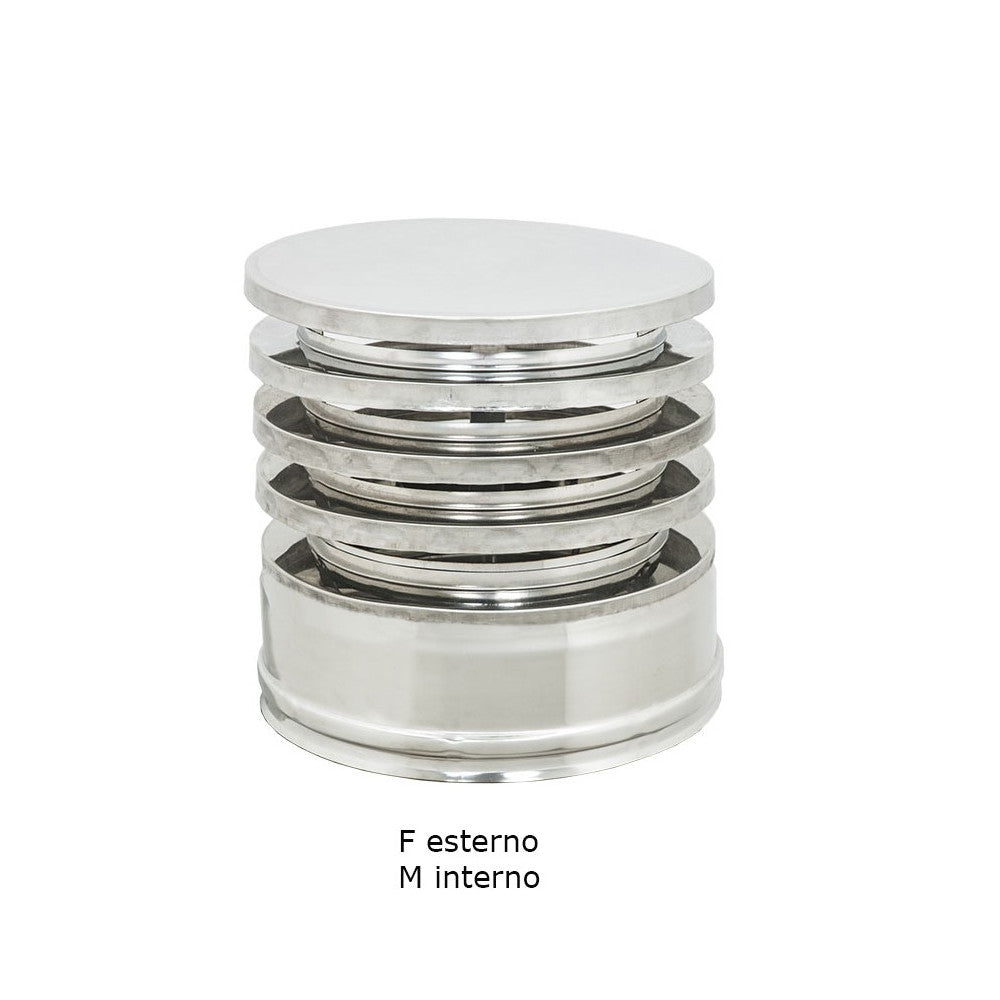 Fumaiolo da 100-150mm tipo zara di acciaio inox aisi 304 base tonda doppia parete