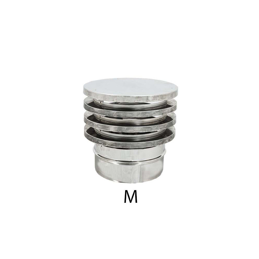 Fumaiolo da 100mm tipo zara di acciaio inox aisi 304 base tonda innesto m maschio monoparete