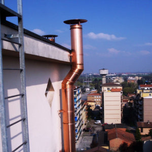 Fumaiolo da 130mm tipo cinese di rame base tonda innesto m maschio