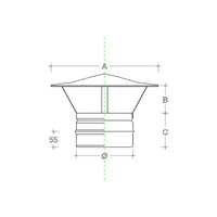 Fumaiolo da 130mm tipo cinese di rame base tonda innesto m maschio
