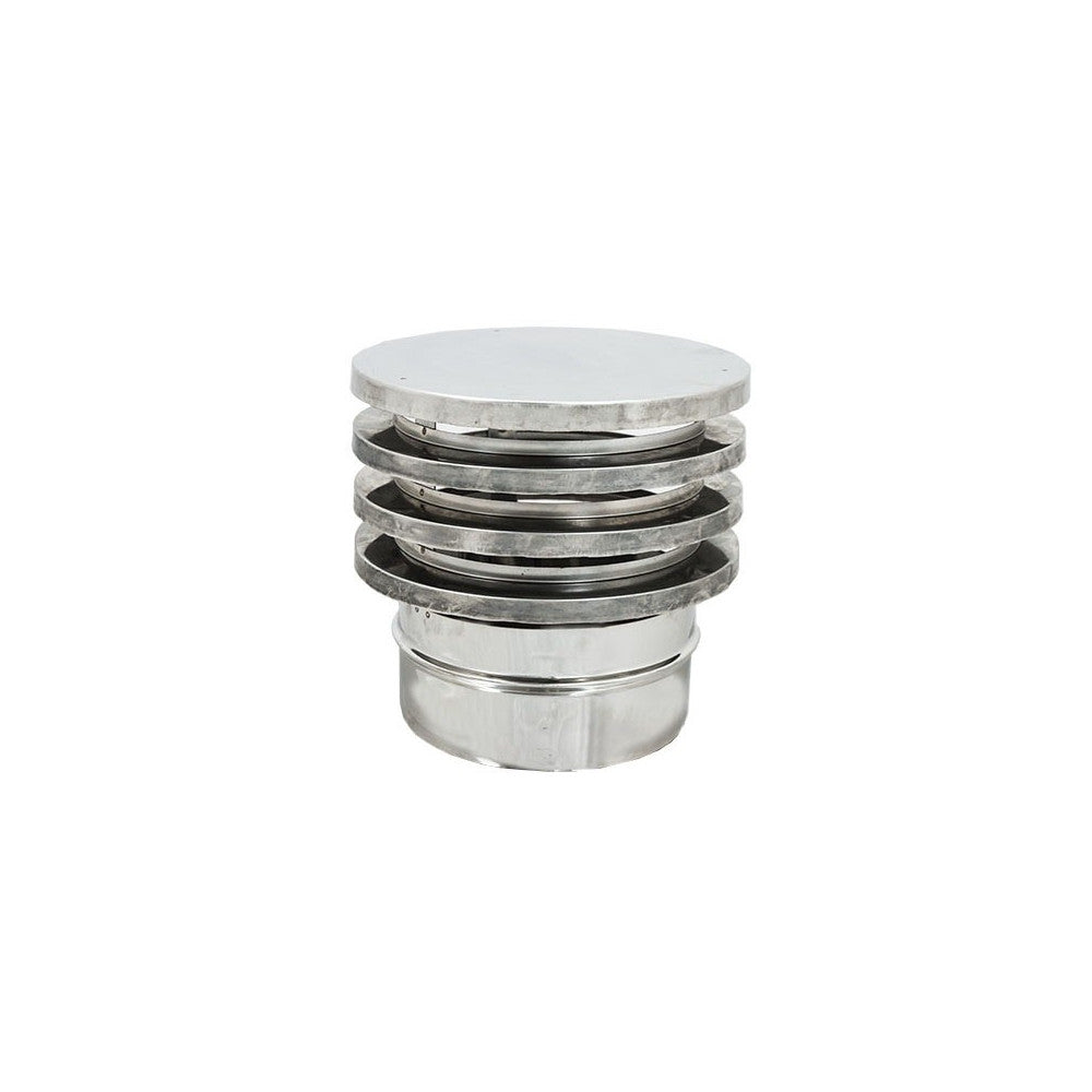 Fumaiolo da 130mm tipo zara di acciaio inox aisi 304 base tonda innesto m maschio monoparete