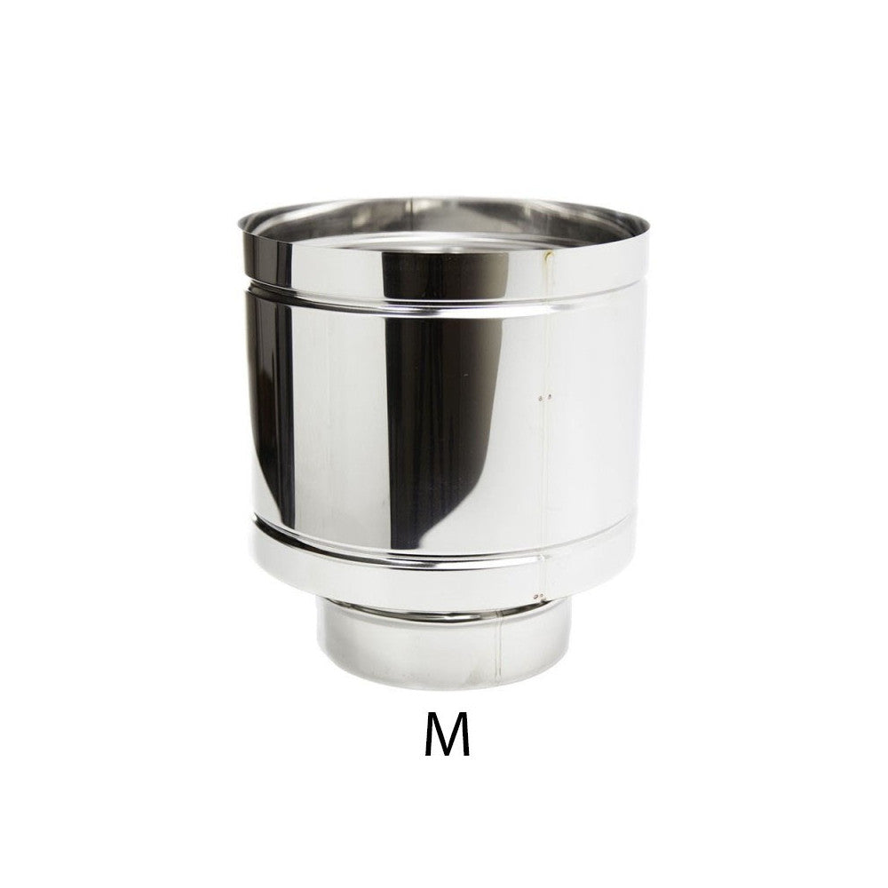 Fumaiolo da 140mm terminale tipo botte 4 venti inox aisi 304 base tonda m maschio