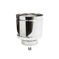 Fumaiolo da 140mm terminale tipo botte 4 venti inox aisi 304 base tonda m maschio