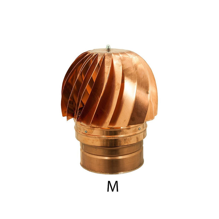 Fumaiolo da 140mm tipo radiante eolico di rame base tonda innesto m maschio