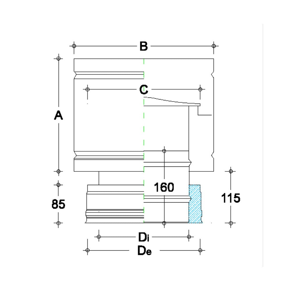 Fumaiolo da 150-200mm terminale tipo botte 4 venti inox aisi 304 base tonda doppia parete