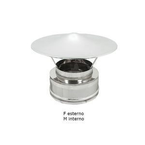 Fumaiolo da 150-200mm tipo cinese inox aisi 304 base tonda doppia parete