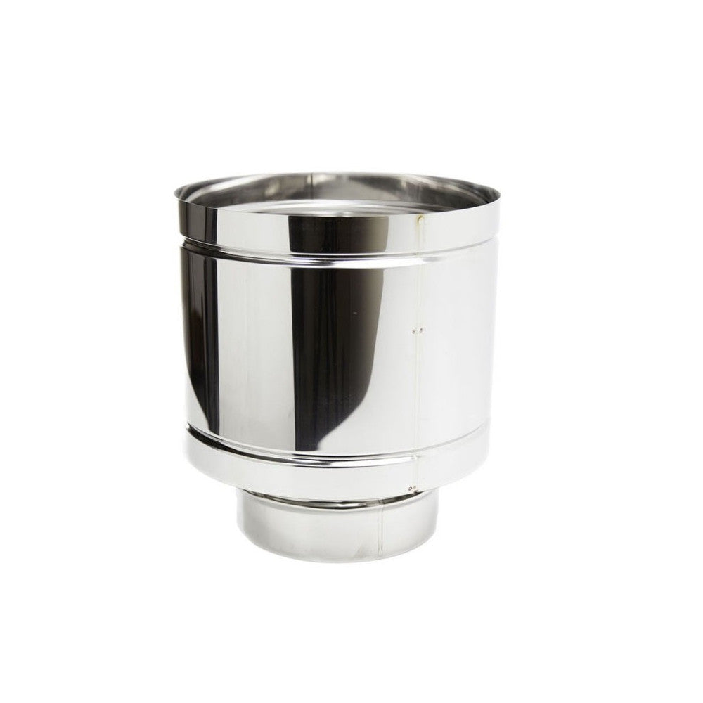 Fumaiolo da 180mm terminale tipo botte 4 venti inox aisi 304 base tonda m maschio