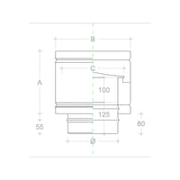 Fumaiolo da 180mm terminale tipo botte 4 venti inox aisi 304 base tonda m maschio