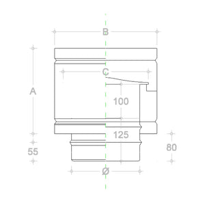 Fumaiolo da 200mm terminale tipo botte 4 venti di rame base tonda m maschio