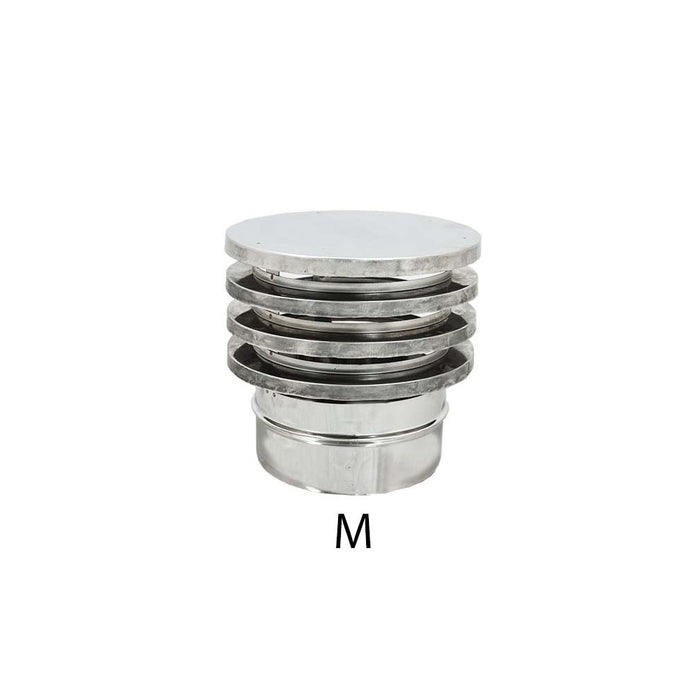 Fumaiolo da 220mm tipo zara di acciaio inox aisi 304 base tonda innesto m maschio monoparete