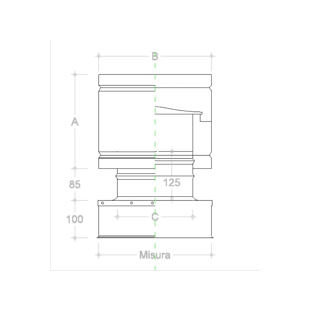 Fumaiolo da 22x32cm tipo botte 4 venti inox aisi 304 base rettangolare
