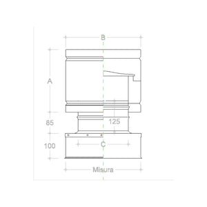 Fumaiolo da 22x32cm tipo botte 4 venti inox aisi 304 base rettangolare