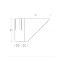 Fumaiolo da 230mm tipo a becco inox aisi 304 base tonda innesto m maschio