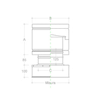 Fumaiolo da 32x32cm tipo botte 4 venti inox aisi 304 base quadra