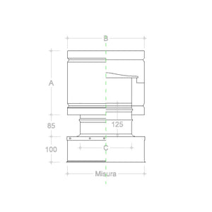 Fumaiolo da 32x32cm tipo botte 4 venti inox aisi 304 base quadra