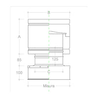 Fumaiolo da 52x52cm tipo botte 4 venti inox aisi 304 base quadra