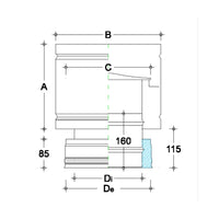 Fumaiolo da 80-130mm terminale tipo botte 4 venti inox aisi 304 base tonda doppia parete