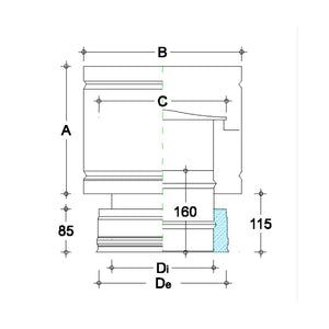 Fumaiolo da 80-130mm terminale tipo botte 4 venti inox aisi 304 base tonda doppia parete