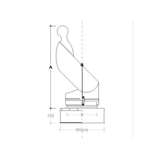 Fumaiolo gallo 20x20cm in acciaio inox base quadra