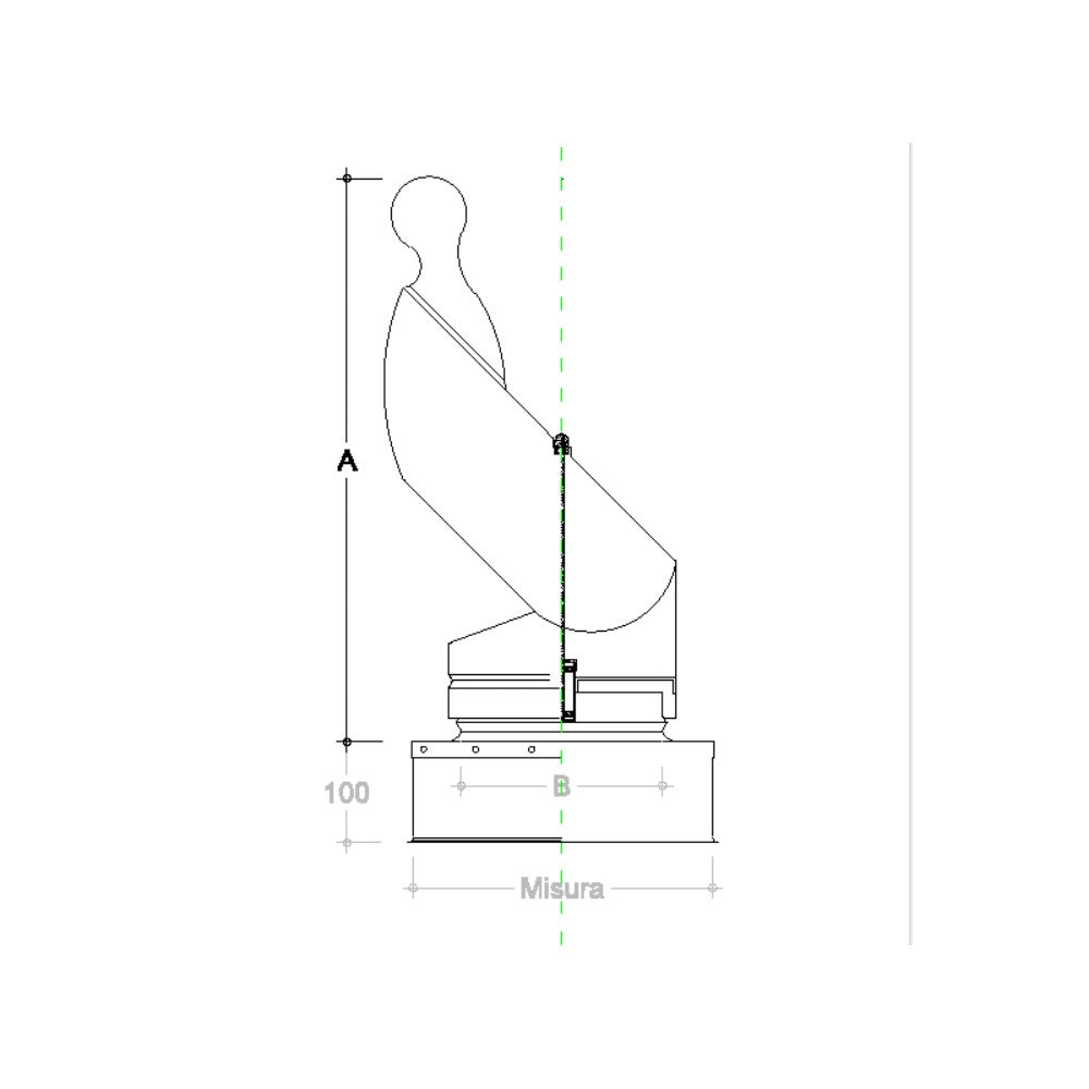 Fumaiolo gallo 37x37cm in acciaio inox base quadra