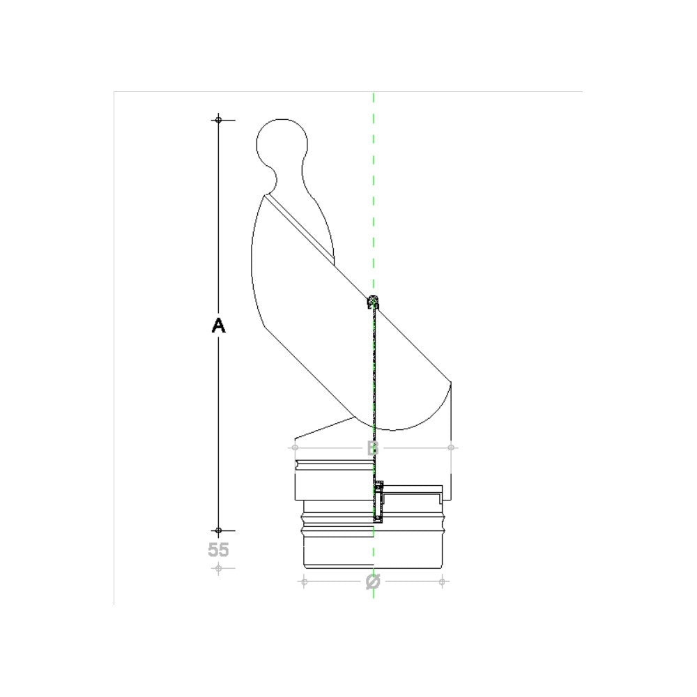 Fumaiolo gallo da 100mm in acciaio inox base tonda innesto m maschio
