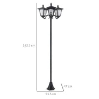 Lampada da Giardino Solare 3 LED Lampada da Terra Esterno Classico IP44, 51.5x47x182.5cm
