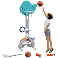 Canestro Basket per Bambini 5 in 1 con Altezza Regolabile, Porta da Calcio e Golf, Età 3-6 Anni