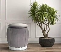 Puff Contenitore Paris Grigio/Silver Cm Ø 43X43