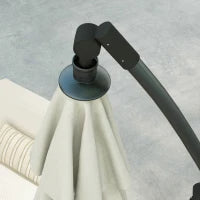 Ombrellone a Braccio a 8 Stecche con Base a Croce, in Alluminio, Metallo e Poliestere, Ø3x2.6 m, Crema