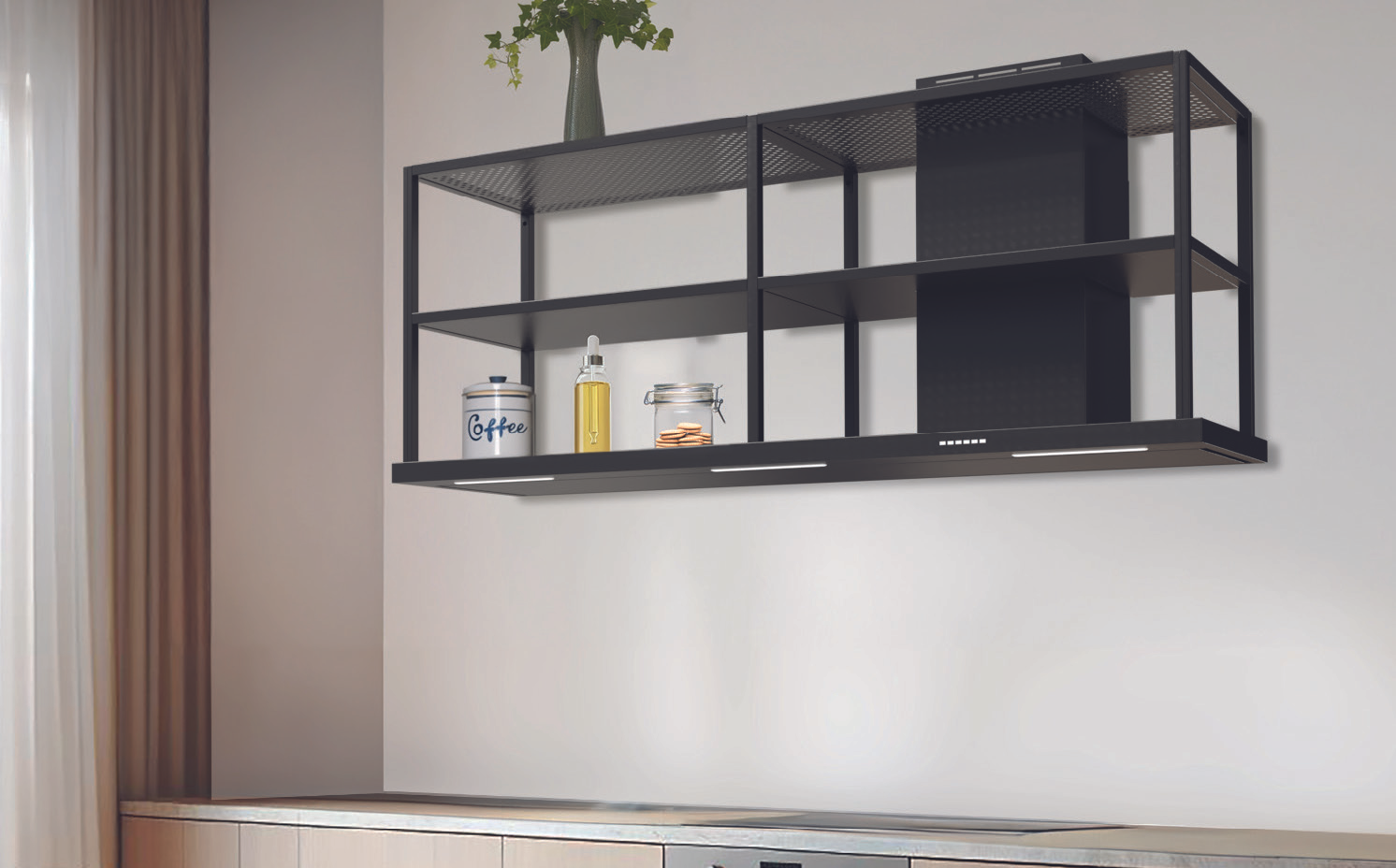 CAPPA ELEA PARETE cm180x50 camino Destro â€“ Nera - 900 m3/h