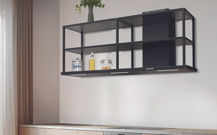 CAPPA ELEA PARETE cm150x50 camino Destro â€“ Nera- 800 m3/h