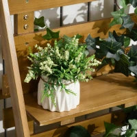 Letto Rialzato con 3 Scaffali, con Supporto per Rampicanti, Resistente alle Intemperie, Legno Massello, 63 cm x 39 cm x 160 cm, Naturale