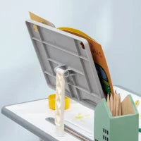 Banco Scuola con Sedia ad Altezza Regolabile e Luce per Bambini 6-12 Anni, Acciaio e MDF, Grigio