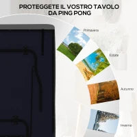 Copertura Tavolo da Ping Pong 257x153x5 cm in Polietilene Nero con Fibbie e Cerniere incluse
