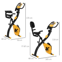 Cyclette Pieghevole con Resistenza Magnetica 8 Livelli, Sensore di Frequenza Cardiaca, Volano 2.5kg, Giallo