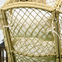 Sedia da Giardino a Uovo in Rattan PE e Acciaio con Seduta Imbottita e Poggiatesta, 88x85x143 cm