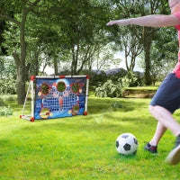 Campo da calcio per bambini all'aperto con 5 zone bersaglio, pallone da pallamano gonfiabile, pompa 116 x 48 x 76 cm bianco