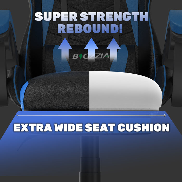 Sedia Gaming con Poggiapiedi Telescopico - RATTANTREE - Sedie da gamer con Cuscino Lombare & Poggiatesta- Schienale Regolabile 90-155° - Blu