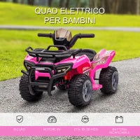 Quad Elettrico per Bambini 18-36 Mesi con Batteria Ricaricabile 6V, in Metallo e PP, 70x42x45 cm, Rosa