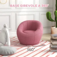 Poltroncina Mini Moderna in Peluche con Imbottitura Spessa, 60x56x48cm, Rosa
