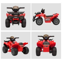 Quad Elettrico per Bambini con Batteria Ricaricabile 6V, Pulsante Acceleratore, Età 18-36 Mesi, 70x42x45cm, Rosso