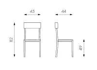 E-STYLO Sedia in legno laccato bianco con seduta rivestita in similpelle, imbottita, 44cm X 45cm H. 82cm.