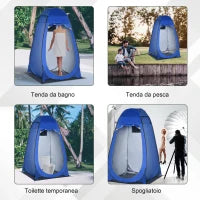 Tenda Doccia da Campeggio e Spiaggia con Porta a Cerniera e Borsa di Trasporto, 126x124x189 cm, Blu Scuro