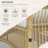Set da Giardino in Rattan da 4 Pezzi con 2 Poltroncine, Divano e Tavolino da Caffè, Naturale e Nero