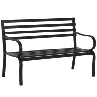 Panchina da Esterno in Metallo Impermeabile Nero, Panca da Giardino a due Posti, 127 x 62 x 82cm - Max 240kg