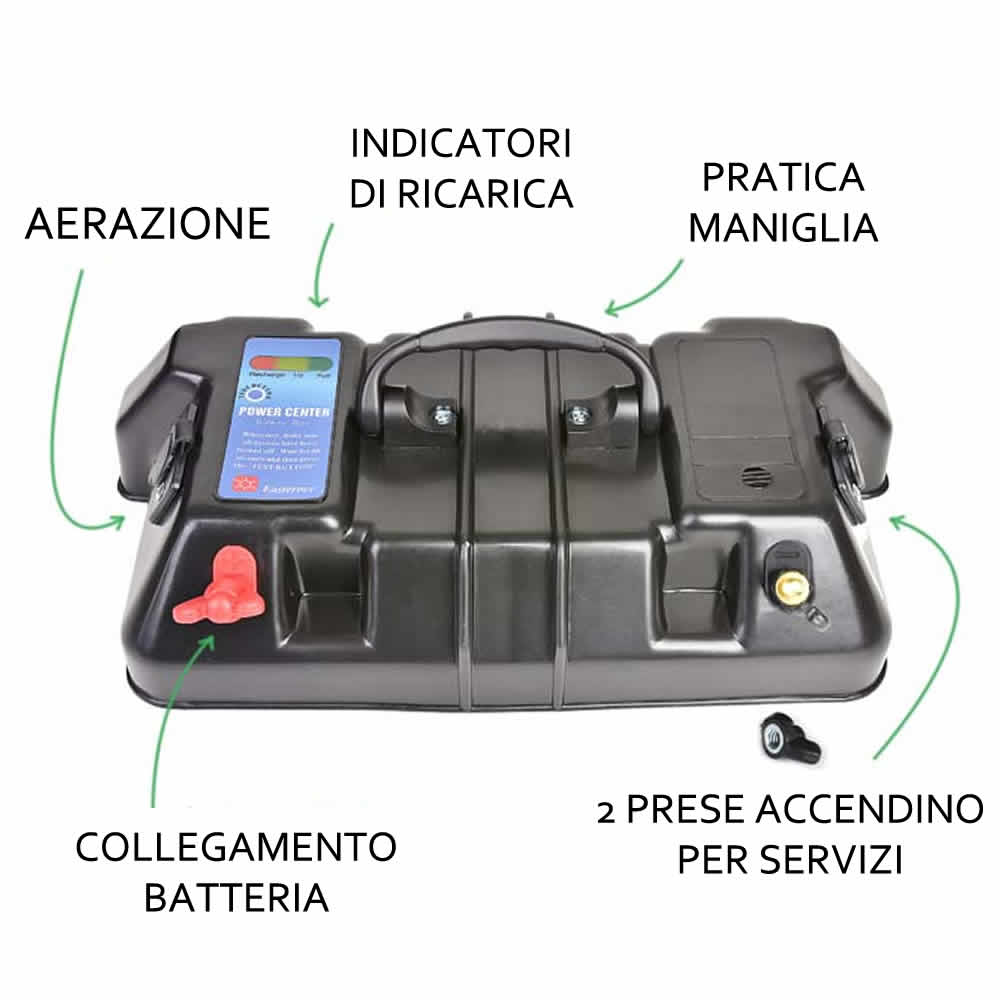 Cassetta batteria 100a con maniglia mm 190x360x260 h
