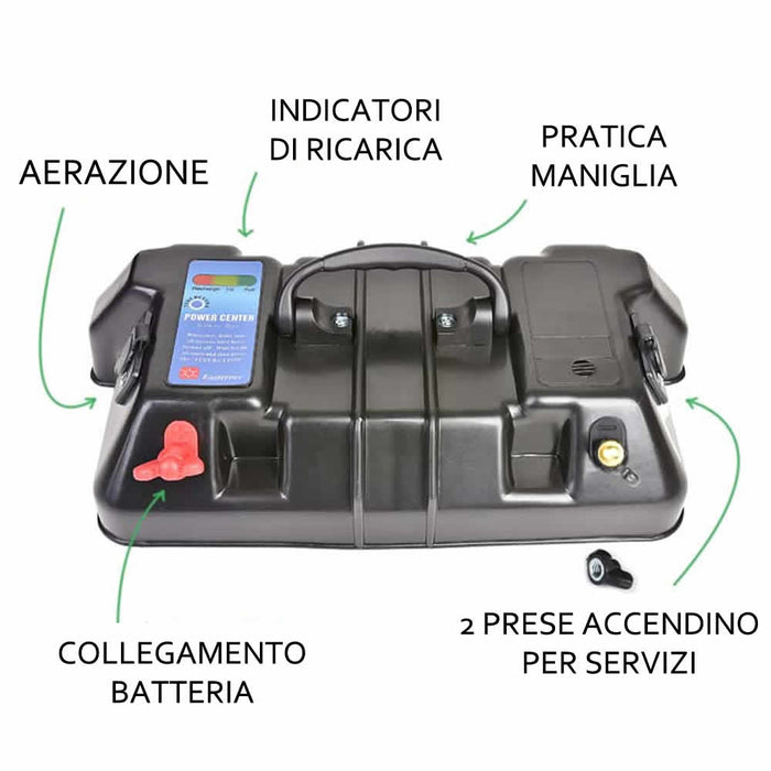 Cassetta batteria 100a con maniglia mm 190x360x260 h